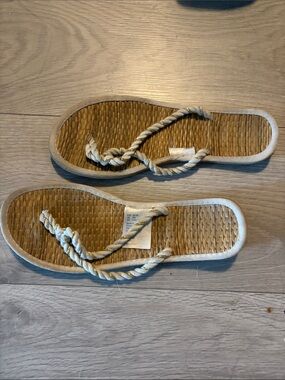 H&M Natural Woven Rope Sandals - Beige and Tan